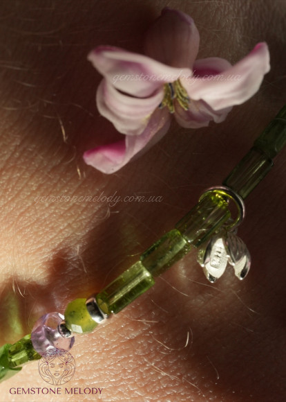 Браслет з зеленого турмаліну