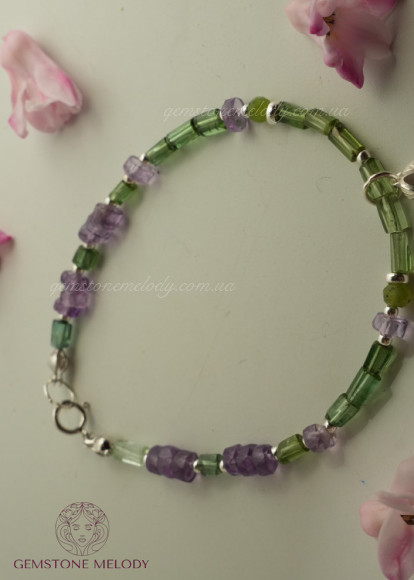 Браслет з зеленого турмаліну