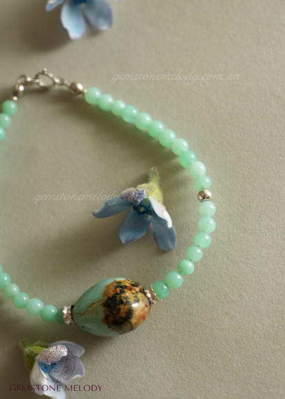 Браслет з хризопразом, бірюзою
