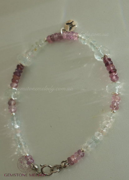 Браслет з аквамарина та шпінелі