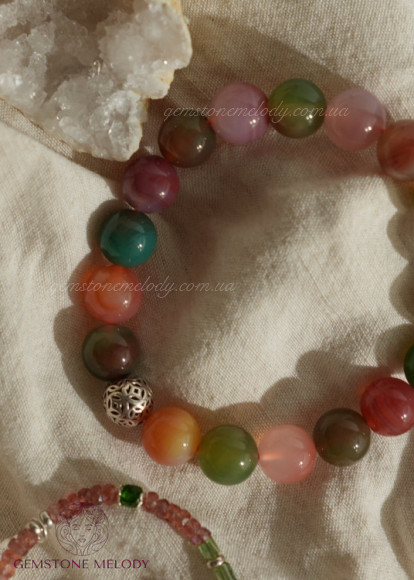 Браслет з натурального (НЕ ТОНОВАНОГО) агату