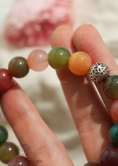 Браслет з натурального (НЕ ТОНОВАНОГО) агату