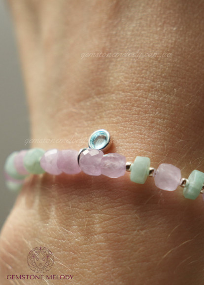 Браслет з кунцитом та амазонітом 