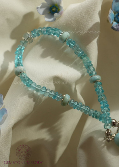 Браслет з апатитом і ларимаром