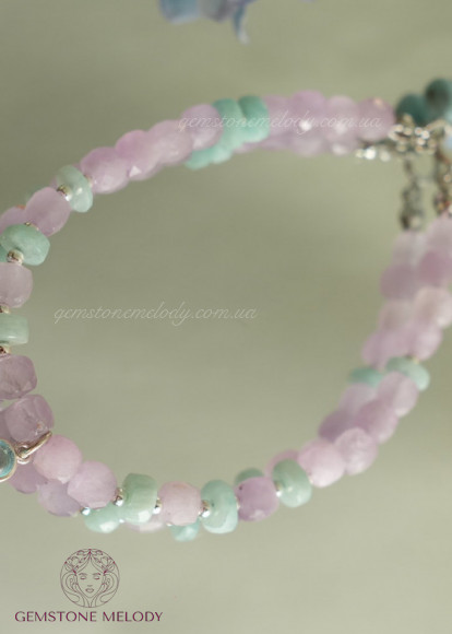 Браслет з кунцитом та амазонітом 