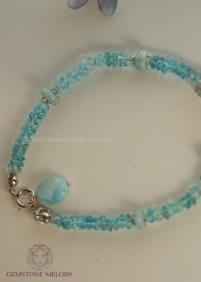 Браслет з апатитом і ларимаром